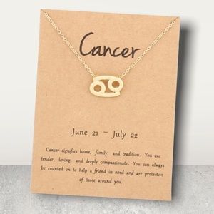 New CANCER Gold Charm Zodiac Necklace